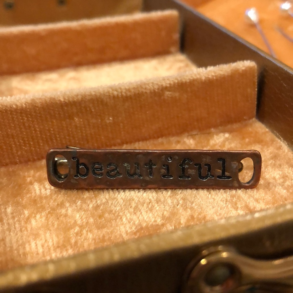 Vintage Bronze ‘beautiful’ Hair Clip